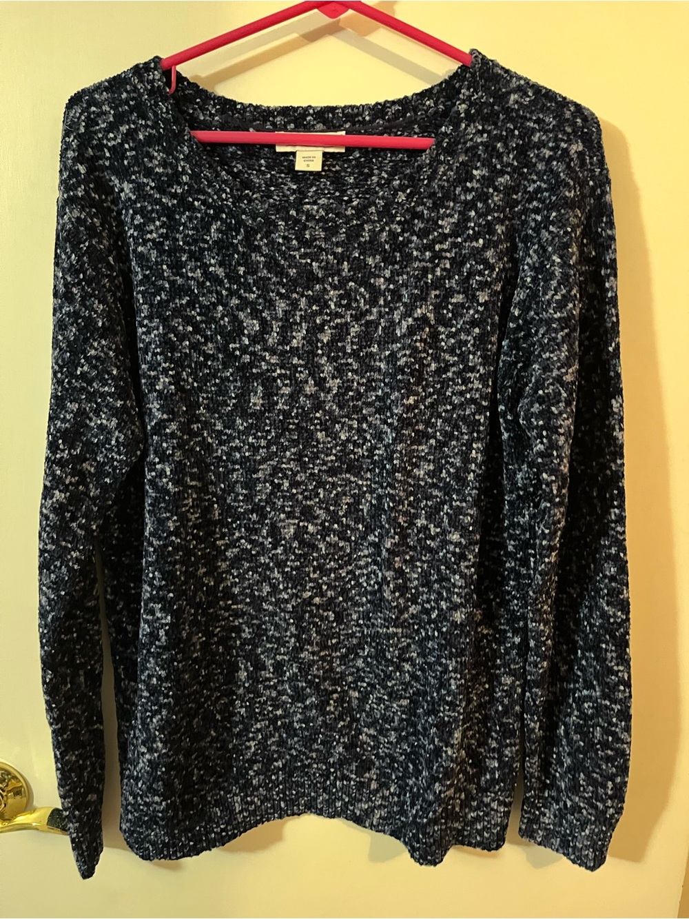 Coldwater Creek Marled Navy & White Scoop Neck Sweater small